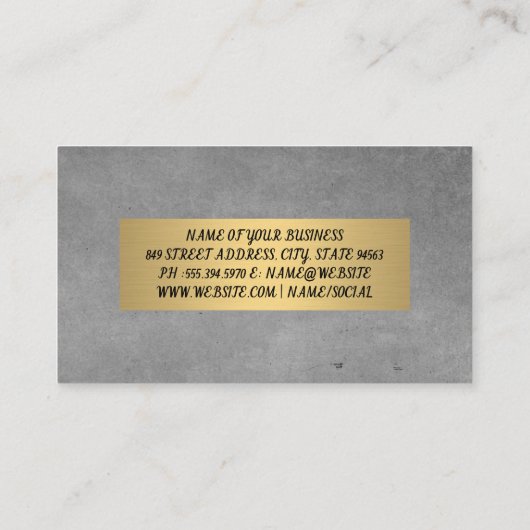 グレーテクスチャとメタル金ゴールドルクス 名刺 (裏面)