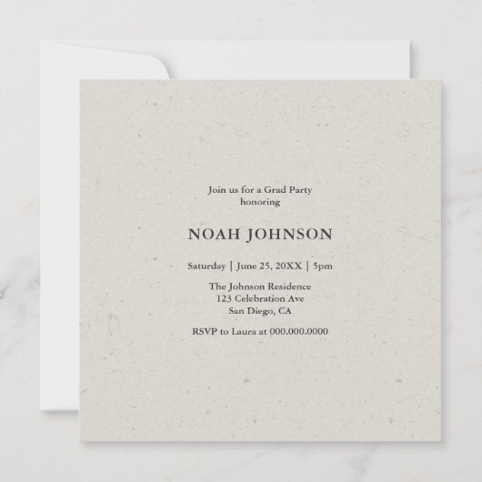 グレーテクスチャエフェクトのグラデーション写真 招待状 (裏面)