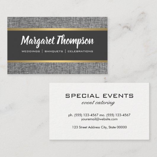 グレーテクスチャ |メタリック金ゴールド 名刺 (正面/裏面)