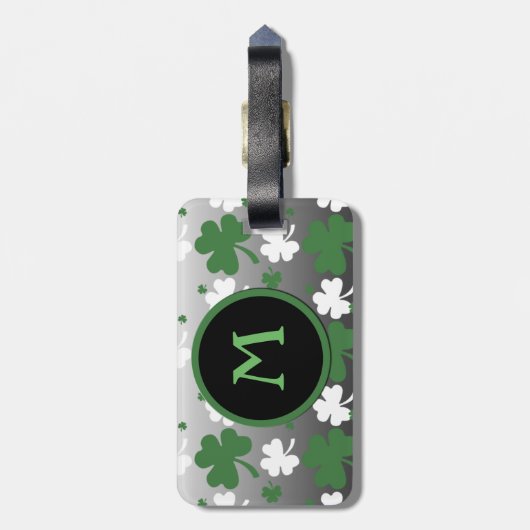 グレーテッド・フィールドのシャムロック、緑と白 ラゲッジタグ (裏面縦)
