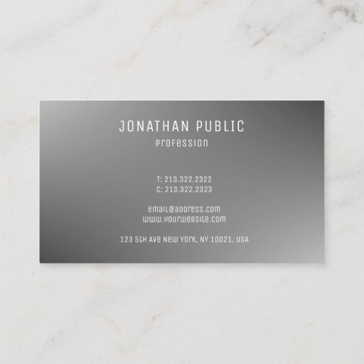 グレーテンプレートプロフェッショナルトレンディーエレガントモダン 名刺 (裏面)