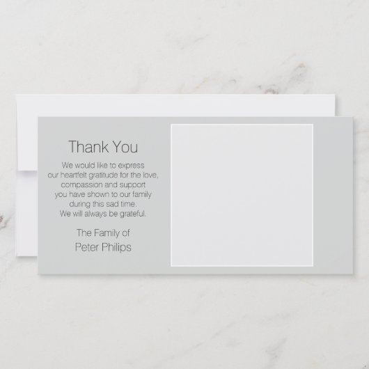 グレーテンプレート悔やみや弔慰白でありがとうございます サンキューカード (正面)