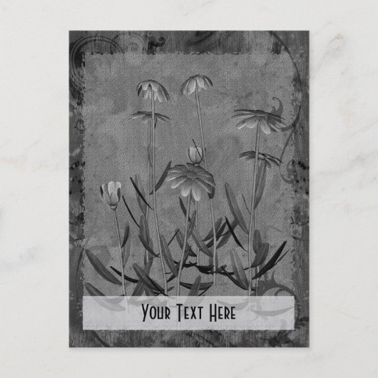 グレーデイジーフローラカスタマイズ可能なはがき ポストカード (正面)