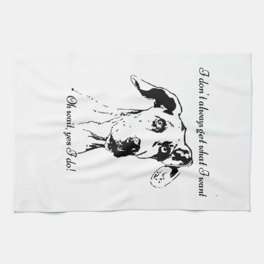 グレートおもしろいダネドッグ引用文 キッチンタオル (横)