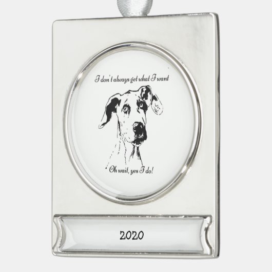 グレートおもしろいダネドッグ引用文 シルバープレートバナーオーナメント (左)