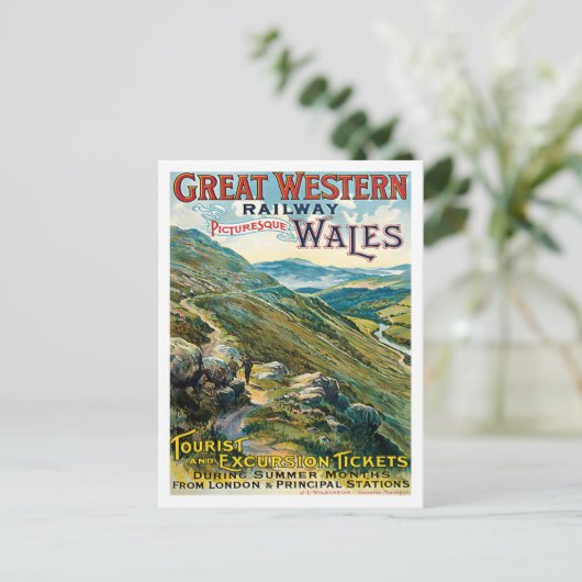 グレートウェスタン鉄道 絵になるウェールズ イギリス ポスター ポストカード (スタンド正面)