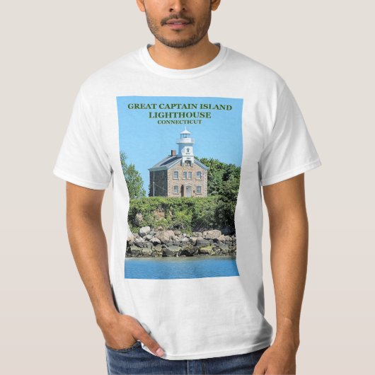 グレートキャプテン島灯台、コネチカット州 Tシャツ (正面)