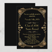 グレートギャツビー風プロム招待状、アートデコスタイル 招待状 (正面/裏面)