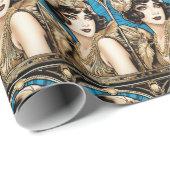 グレートギャツビー フラッパー 青 金 黒 1920年代 ラッピングペーパー (ロールコーナー)