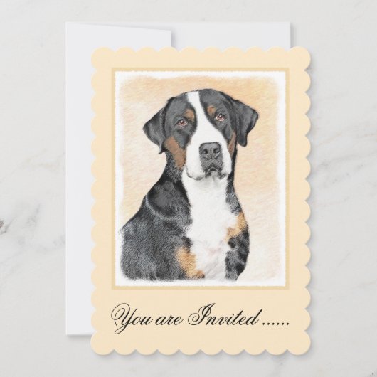 グレートスイスマウンテンドッグ 絵画 - オリジナルアート 招待状 (正面)