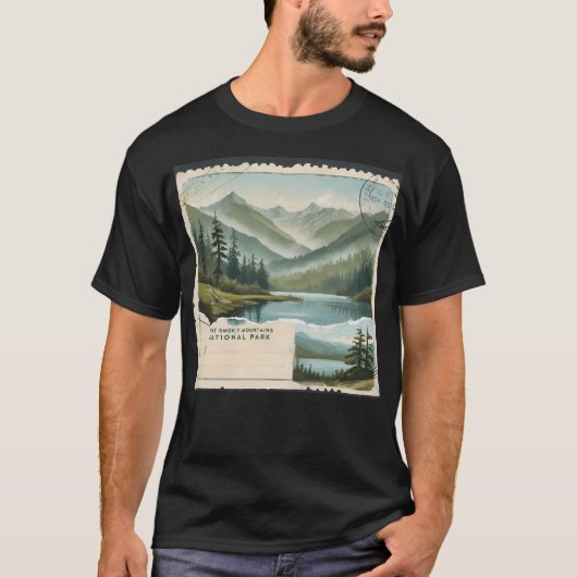 グレートスモーキー山脈国立公園 ポストカード ビンテージ Tシャツ (正面)