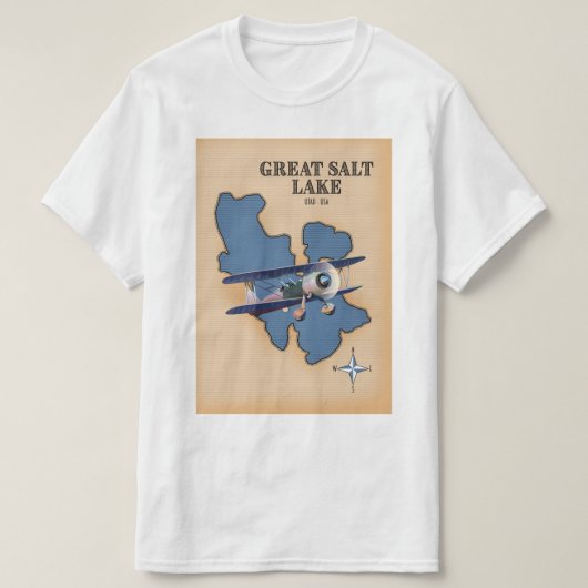 グレートソルトレイク ユタ州 ヴィンテージ スタイル 地図 Tシャツ (デザイン正面)