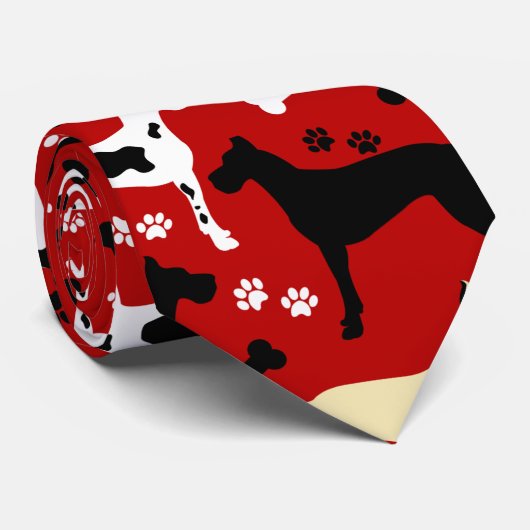 グレートダネスハーレクイン、子犬、ブラックグレートダネス ネクタイ (ロール)