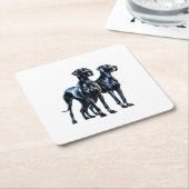 グレートダネス水彩画 スクエアペーパーコースター (アングル)