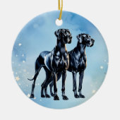 グレートダネス水彩画 セラミックオーナメント (正面)