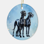 グレートダネス水彩画 セラミックオーナメント (左)