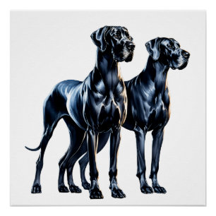 グレートダネス水彩画 ポスター