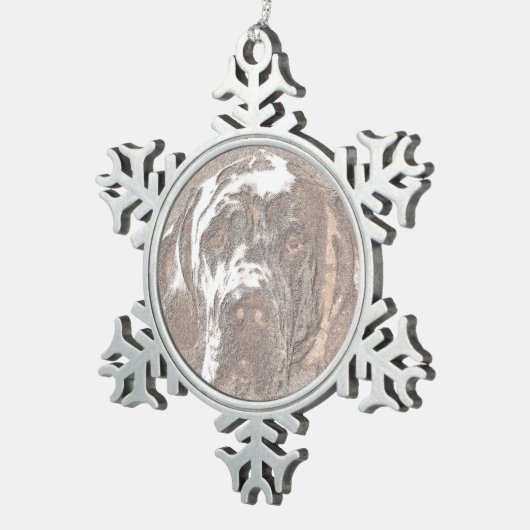 グレートダネス スノーフレークピューターオーナメント (右)