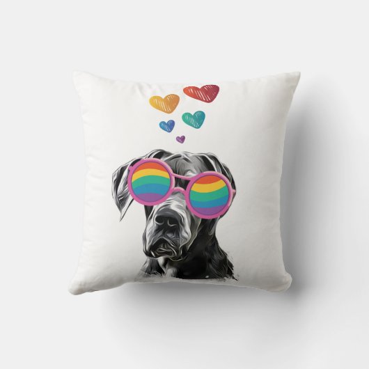 グレートダネドッグとハートバレンタインデー クッション (裏面)