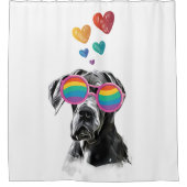 グレートダネドッグとハートバレンタインデー シャワーカーテン (正面)