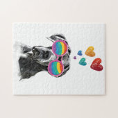 グレートダネドッグとハートバレンタインデー ジグソーパズル (横)