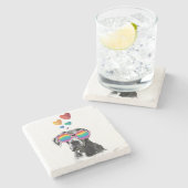 グレートダネドッグとハートバレンタインデー ストーンコースター (横)