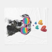 グレートダネドッグとハートバレンタインデー フリースブランケット (正面(横))