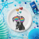 グレートダネドッグとハートバレンタインデー ペーパープレート (パーティー)