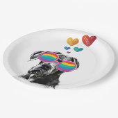 グレートダネドッグとハートバレンタインデー ペーパープレート (アングル)