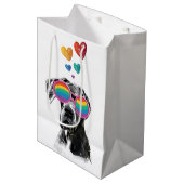 グレートダネドッグとハートバレンタインデー ミディアムペーパーバッグ (正面アングル)