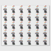 グレートダネドッグとハートバレンタインデー ラッピングペーパー (フラット)