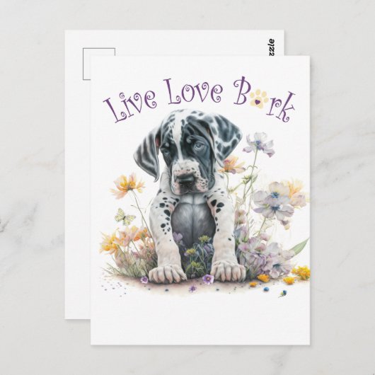 グレートダネドッグママフローラ ポストカード (正面/裏面)