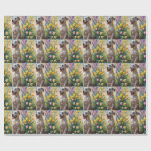 グレートダネドッグ春の花絵を描ズ ラッピングペーパー (フラット)