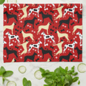 グレートダネハーレクインフェイムブラックダネス キッチンタオル (折り畳み)