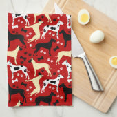 グレートダネハーレクインフェイムブラックダネス キッチンタオル (四つ折り)