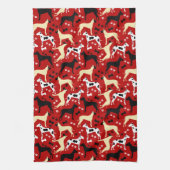 グレートダネハーレクインフェイムブラックダネス キッチンタオル (縦)