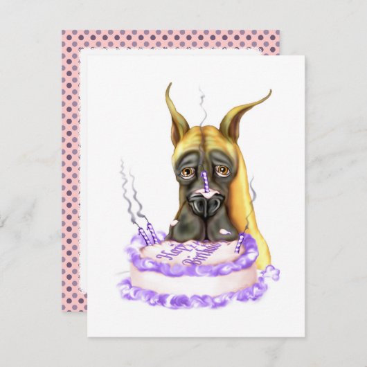 グレートダネファウンお誕生日ケーキ 招待状 (正面/裏面)