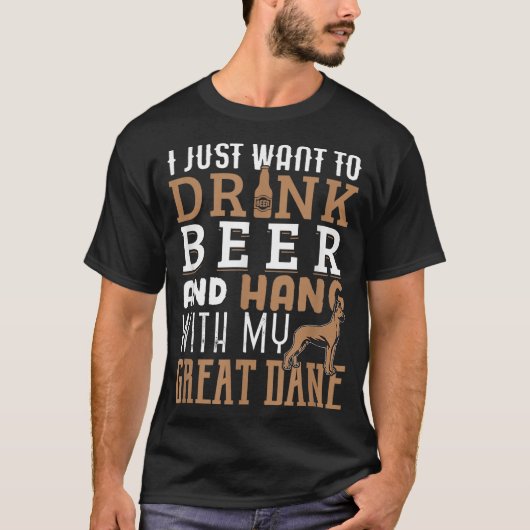 グレートダンおもしろいパパ父の日犬の恋人ビール Tシャツ (正面)