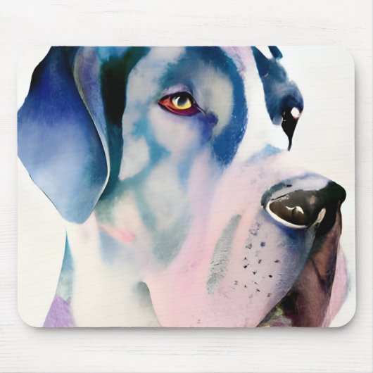 グレートダンの水彩色 マウスパッド (正面)