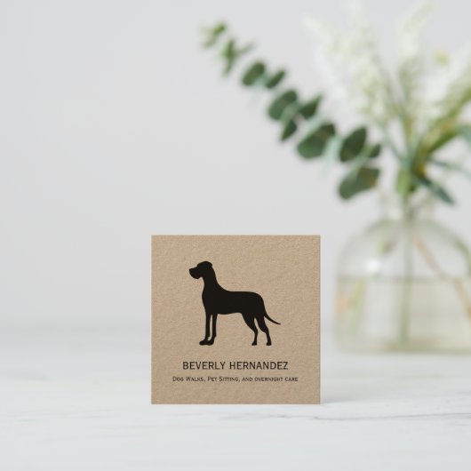 グレートダンドッグウォーカートレーナーパピーシッティングクラフト スクエア名刺 (スタンド正面)