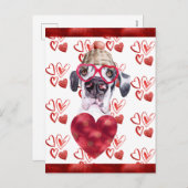 グレートダンハートドッグラバーバレンタインギフト シーズンポストカード (正面/裏面)