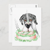 グレートダンメルルUCお誕生日ケーキ ポストカード (正面/裏面)