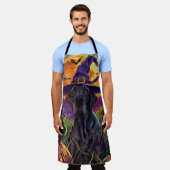 グレートダン不気味ドッグハロウィンウィッチカボチャ エプロン (着用した状態)