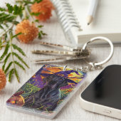 グレートダン不気味ドッグハロウィンウィッチカボチャ キーホルダー (正面右)