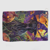 グレートダン不気味ドッグハロウィンウィッチカボチャ ゴルフタオル (横)