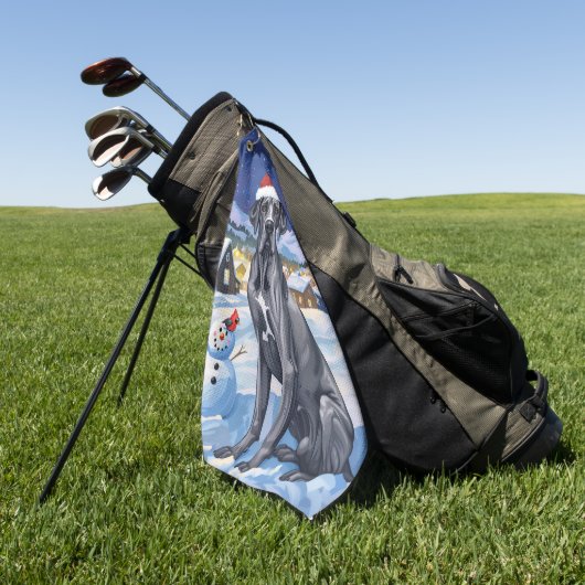 グレートダン冬ワンダーランドクリスマスジョイ ゴルフタオル (グリーン)