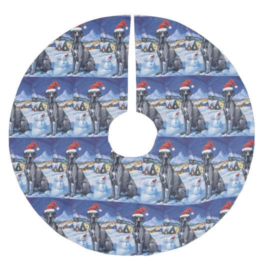 グレートダン冬ワンダーランドクリスマスジョイ ブラッシュドポリエステルツリースカート (正面)