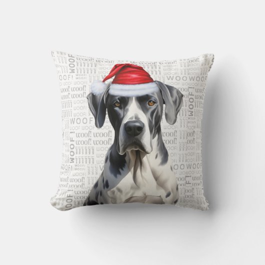 グレートダン犬の水おもしろい色のクリスマス クッション (正面)