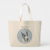 グレートダン絵を描ズオリジナルペットドッグアート ラージトートバッグ (裏面)