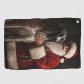 グレートダーネウィズサンタクロースフェスティバルクリスマス ゴルフタオル (横)